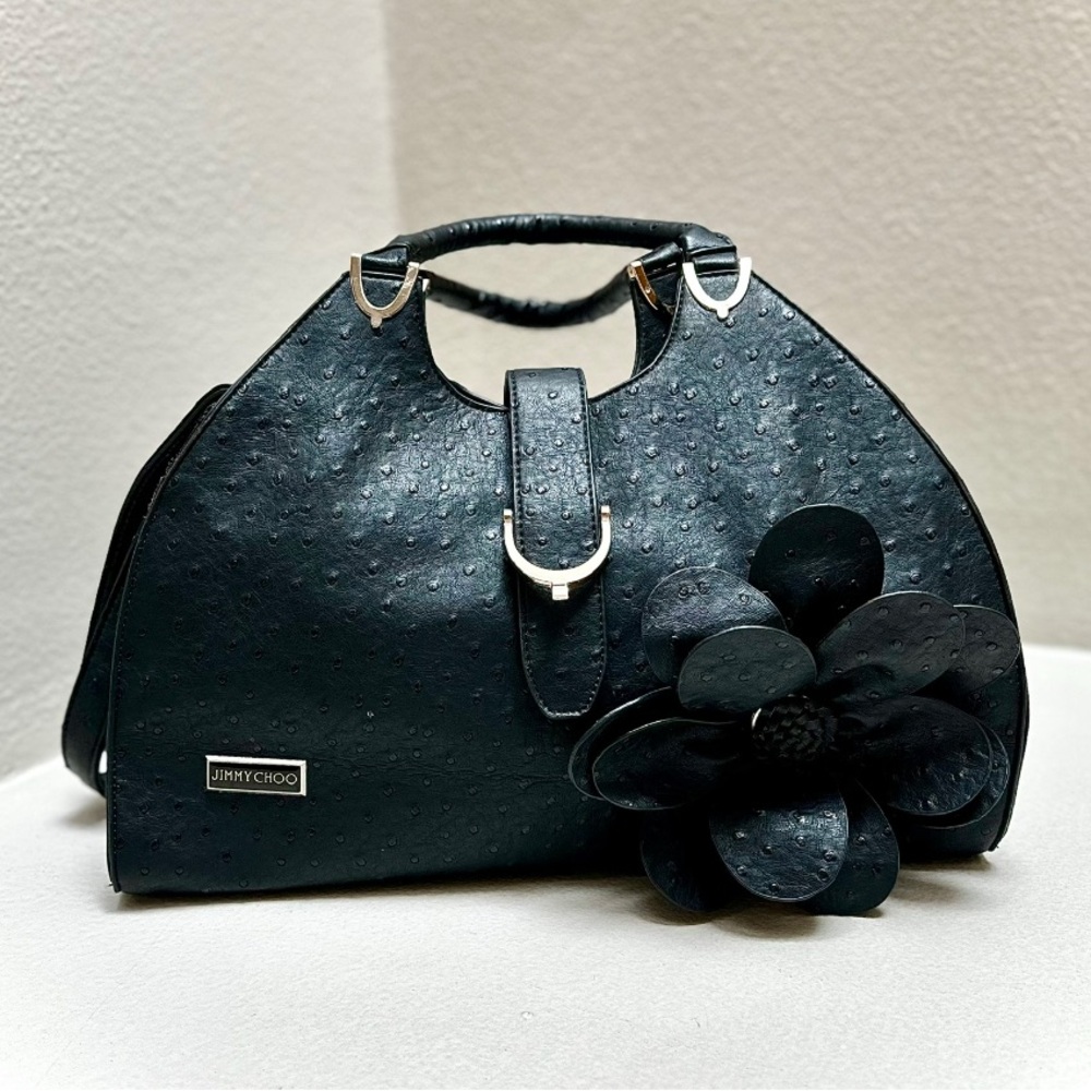 Jimmy Choo Black Satchel with Metallic Hardware